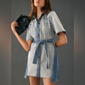 Significant Other Teddie Dress denim mini Buttondown size 8 Anthropologie